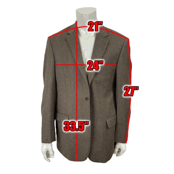 Andrew Fezza Brown Tweed Patch Elbow Blazer Wool Silk Nylon Blend Mens 44L - Picture 2 of 15